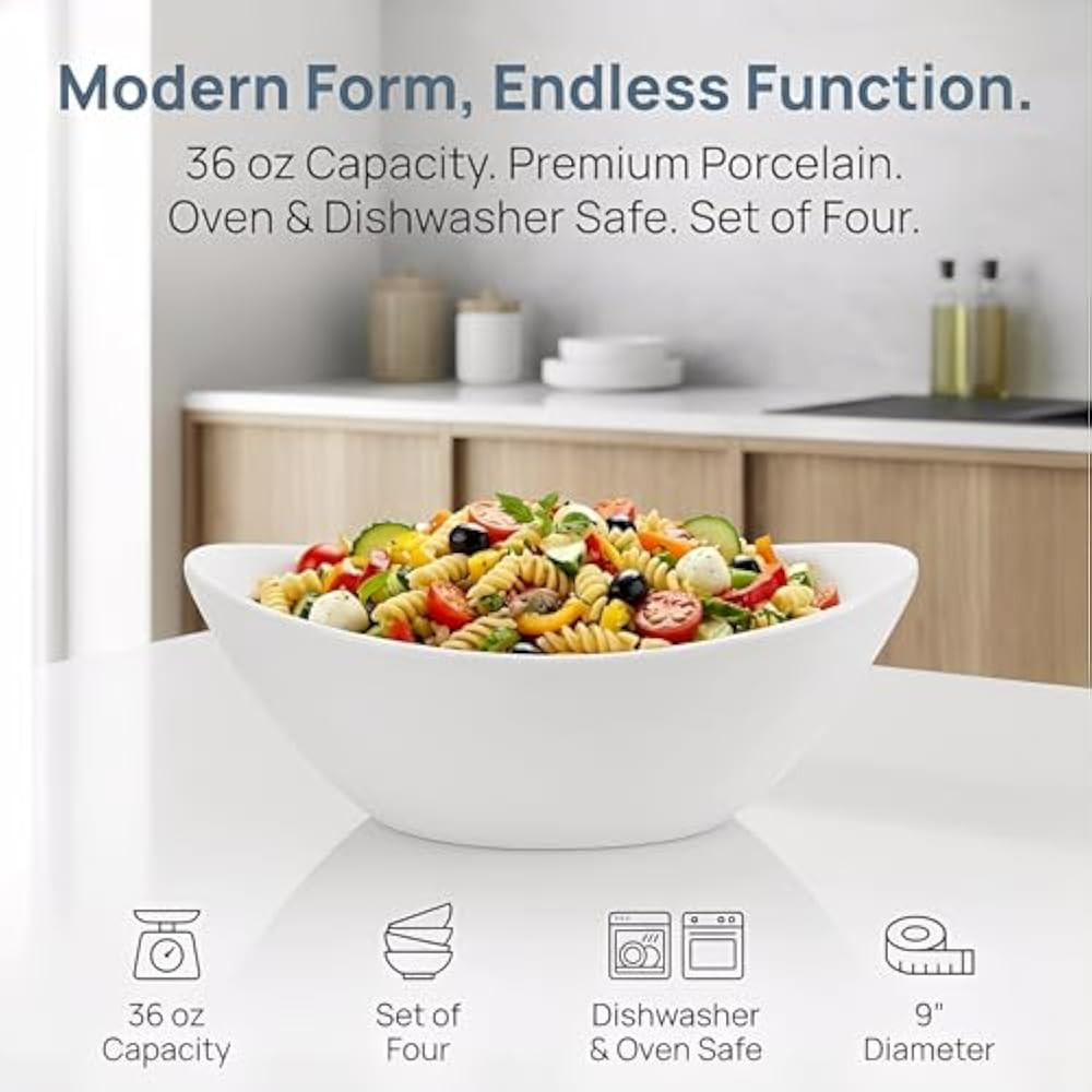 Over-and-Back 4-Piece Porcelain Serving Bowl Set (4 Bowls)