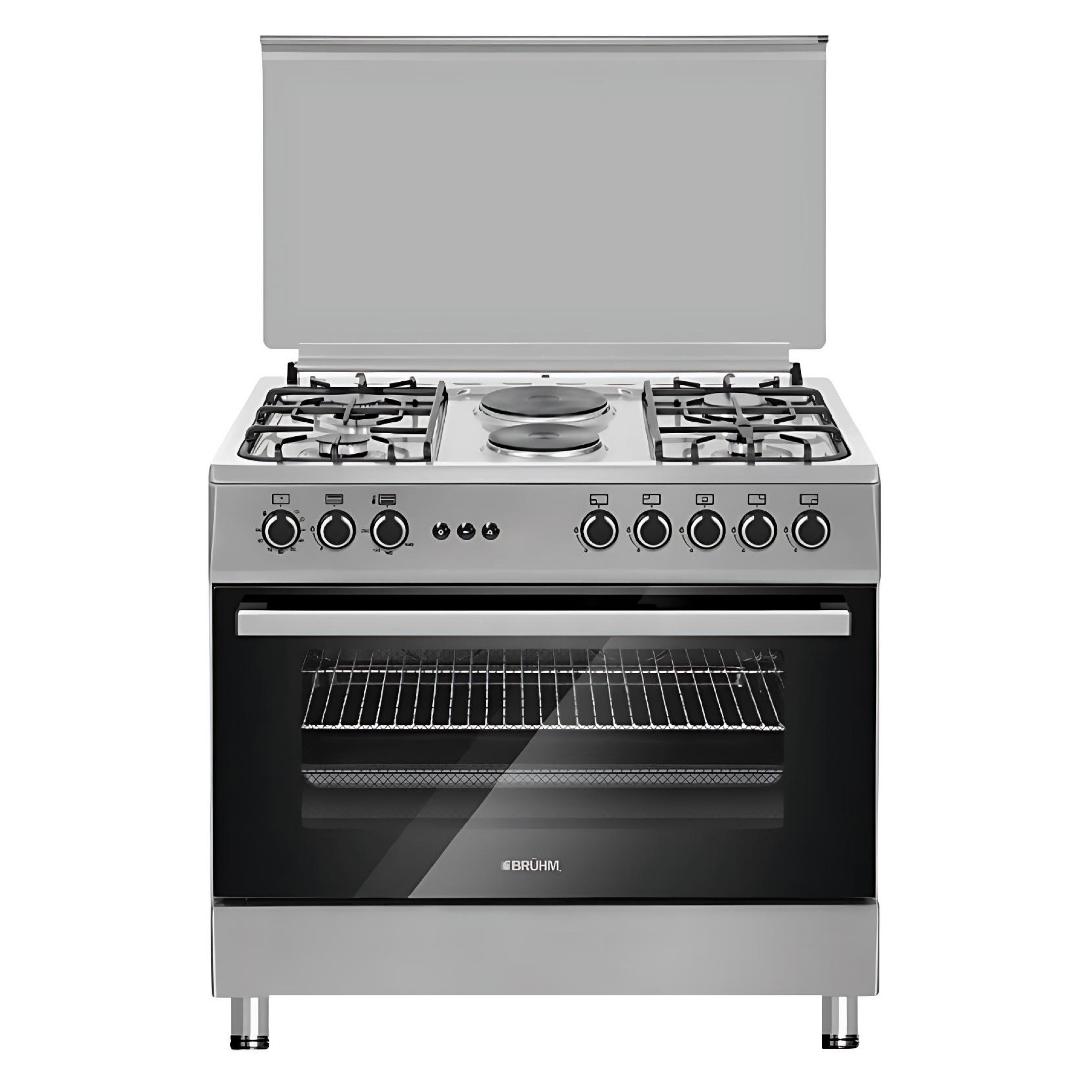 BRUHM 90X60cm 6-Burner Cooker | 4-Gas + 2-Electric | BGC-9642IS