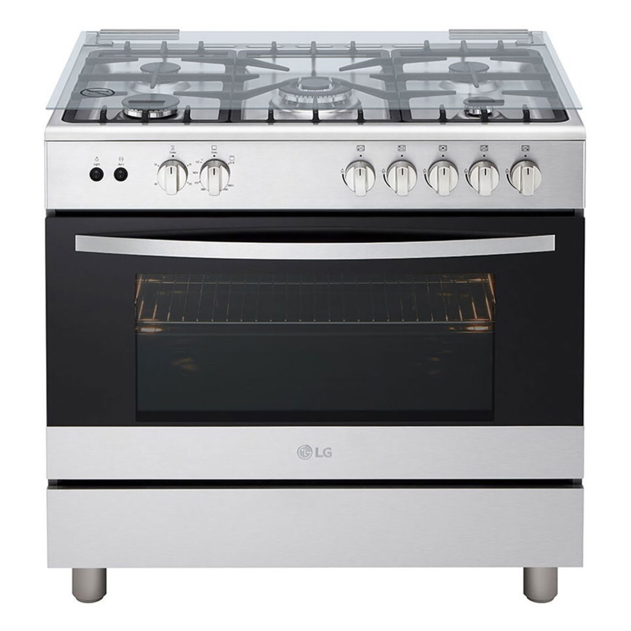 LG 90cm 5 Burner Gas Cooker with Power Convection, full safety, Rotisserie Grilling, Removable Door Glass - FA415RMA