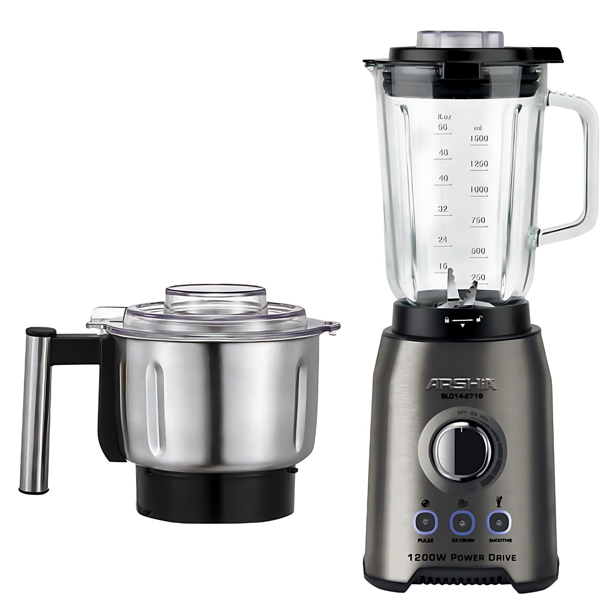Arshia 2 In 1 Power Blender With Stainless Steel Grinder | 1200W | BL014-2716