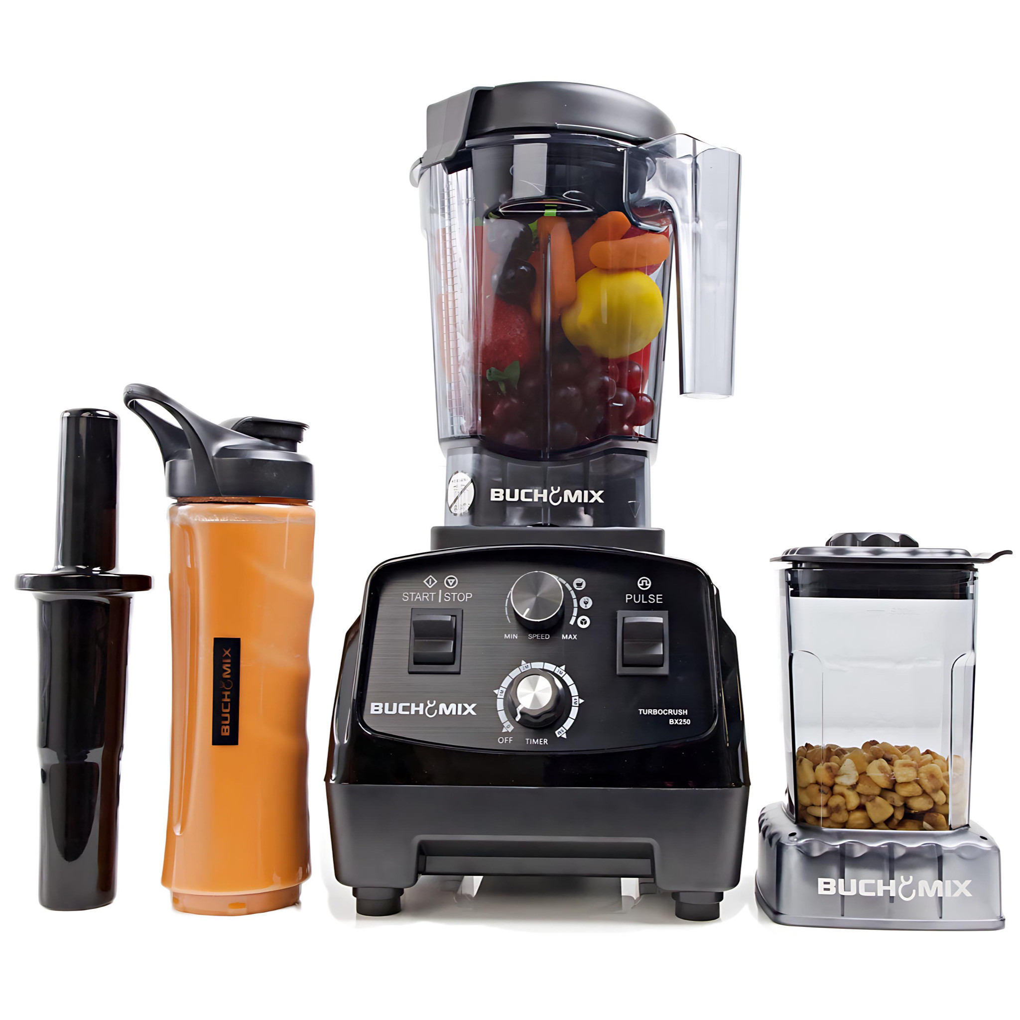 Buchymix 2L Commercial Grade 3 in 1 High Performance 2200W TurboCrush Blender - BX250 - Black