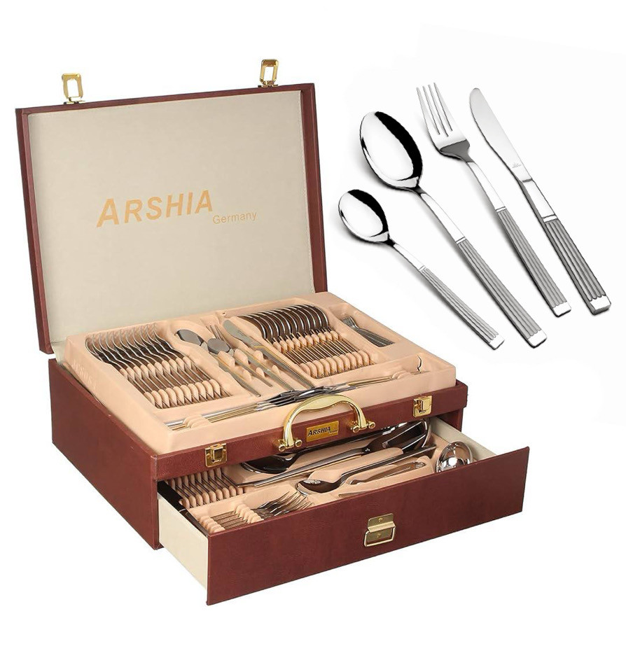 ARSHIA 86-Pcs High Polished Silver Cutlery Set - TM287S-3091