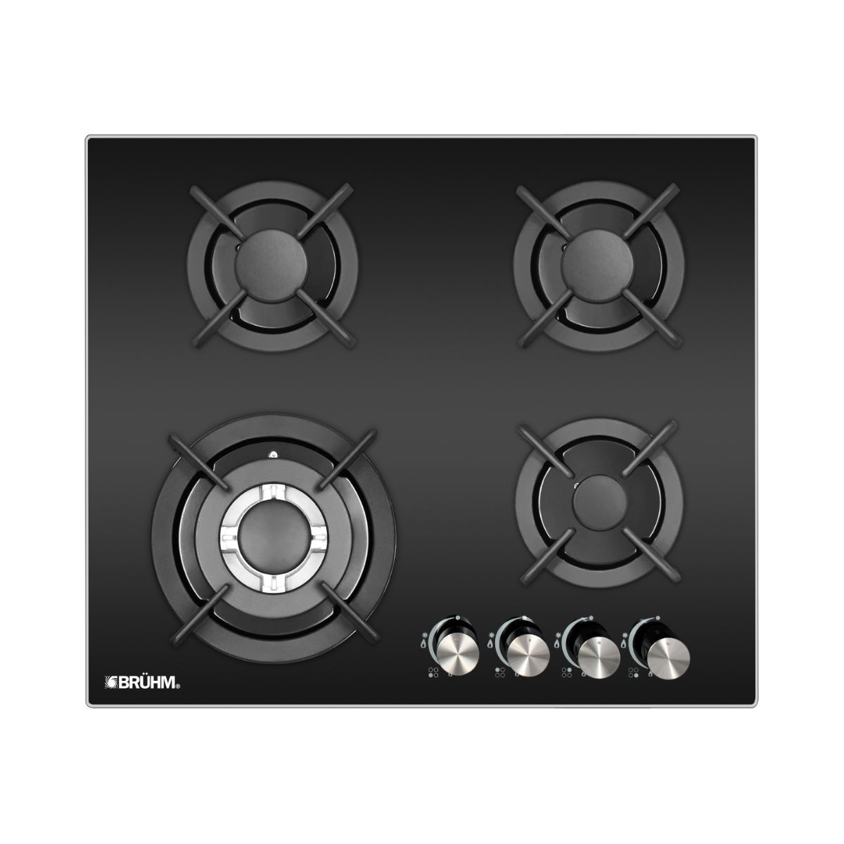 BRUHM 60X60 black tempered glass built in gas cooker | BGH-6640FG