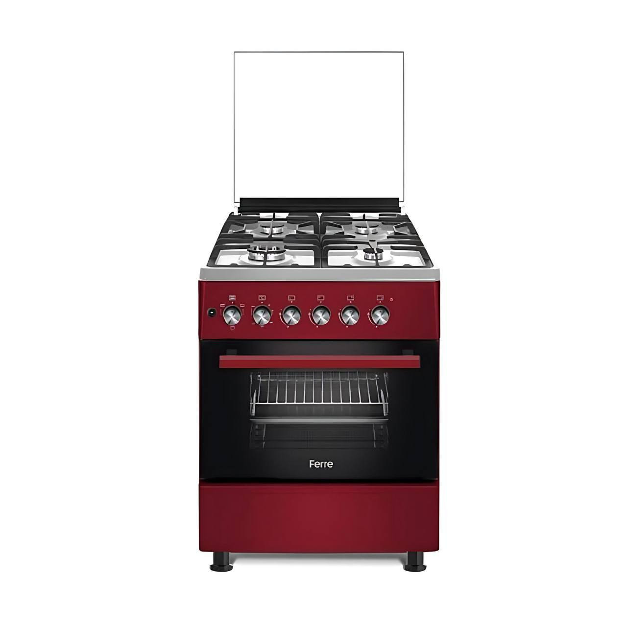 Ferre 60X60 4 burner gas cooker, auto ignition, Red