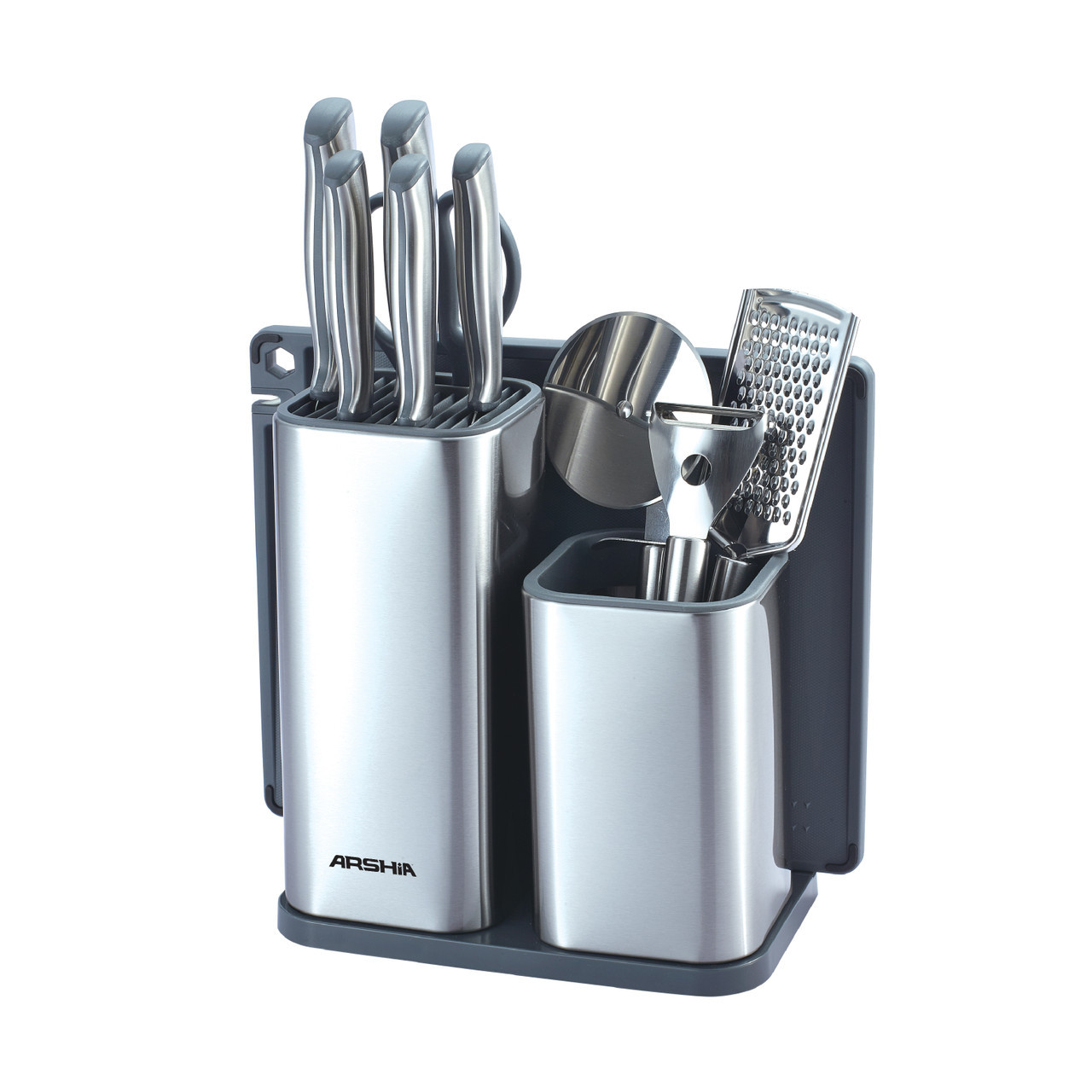 Arshia 11-Piece Stainless Steel Knife Set With Cutting Board And Knife Stand -  KS478-3722